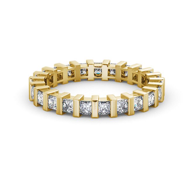 Full Eternity Princess Diamond Ring 9K Yellow Gold - Lana FE4_YG_FLAT