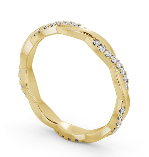 Ladies Round Diamond 0.20ct Crossover Wedding Ring 18K Yellow Gold FE69_YG_THUMB1 