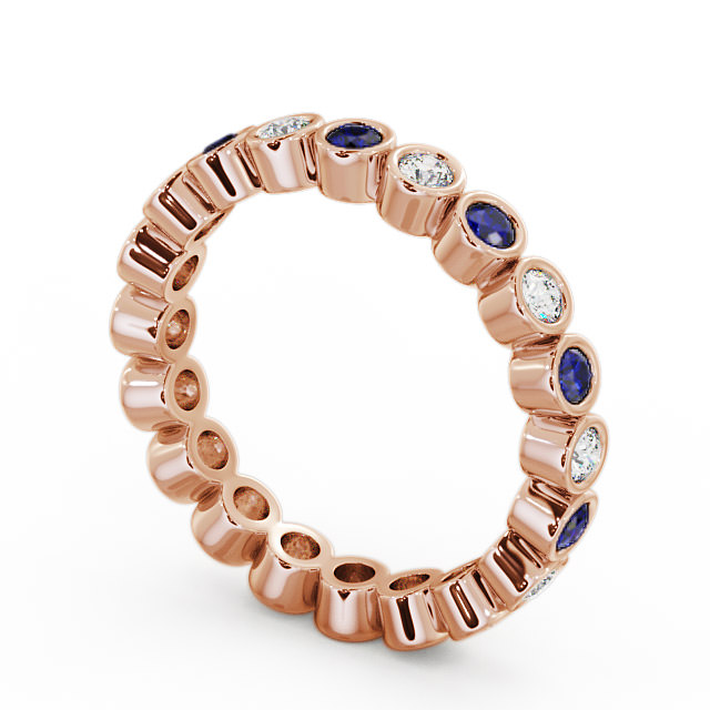 Full Eternity Blue Sapphire and Diamond 0.70ct Ring 18K Rose Gold - Perivale FE6GEM_RG_BS_SIDE