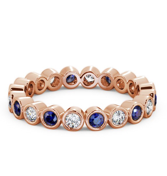  Full Eternity Blue Sapphire and Diamond 0.70ct Ring 9K Rose Gold - Perivale FE6GEM_RG_BS_THUMB2 