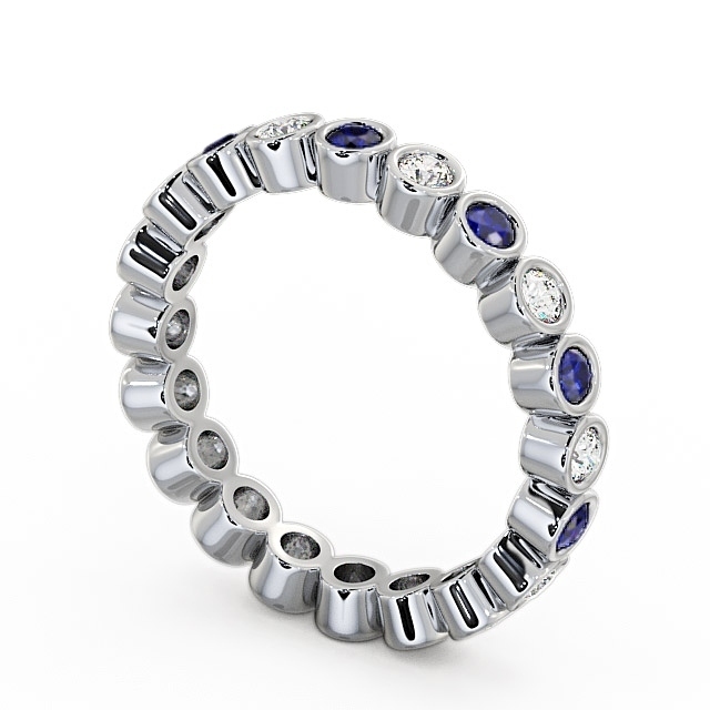 Full Eternity Blue Sapphire and Diamond 0.70ct Ring 9K White Gold - Perivale FE6GEM_WG_BS_SIDE