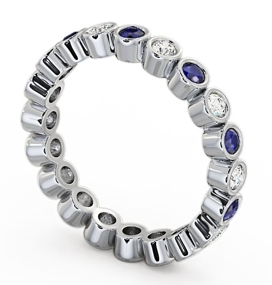 Full Eternity Blue Sapphire and Diamond 0.70ct Ring 9K White Gold FE6GEM_WG_BS_THUMB1