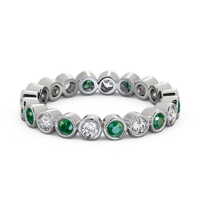 Full Eternity Emerald and Diamond 0.60ct Ring Platinum - Perivale FE6GEM_WG_EM_FLAT