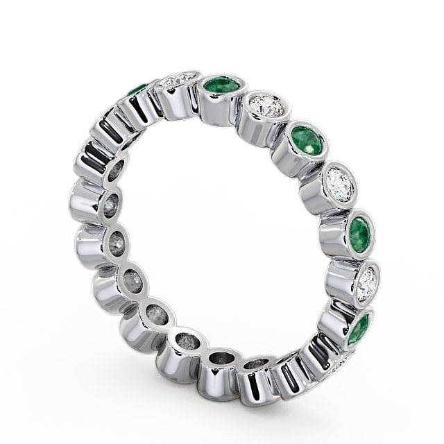 Full Eternity Emerald and Diamond 0.60ct Ring 18K White Gold - Perivale FE6GEM_WG_EM_SIDE