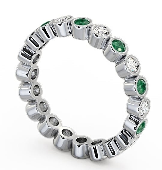 Full Eternity Emerald and Diamond 0.60ct Ring 9K White Gold FE6GEM_WG_EM_THUMB1