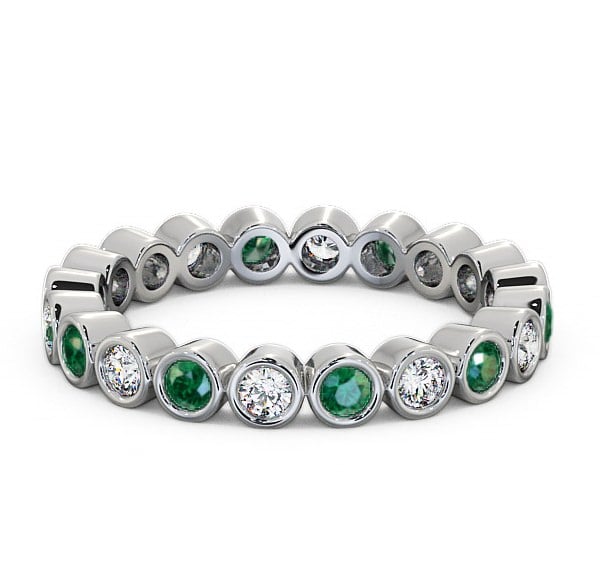  Full Eternity Emerald and Diamond 0.60ct Ring 9K White Gold - Perivale FE6GEM_WG_EM_THUMB2 
