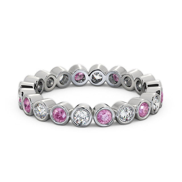 Full Eternity Pink Sapphire and Diamond 0.70ct Ring 18K White Gold - Perivale FE6GEM_WG_PS_FLAT