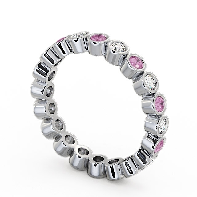 Full Eternity Pink Sapphire and Diamond 0.70ct Ring 18K White Gold - Perivale FE6GEM_WG_PS_SIDE