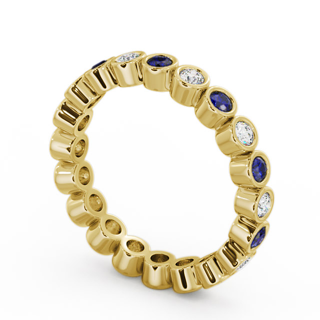 Full Eternity Blue Sapphire and Diamond 0.70ct Ring 9K Yellow Gold - Perivale FE6GEM_YG_BS_SIDE