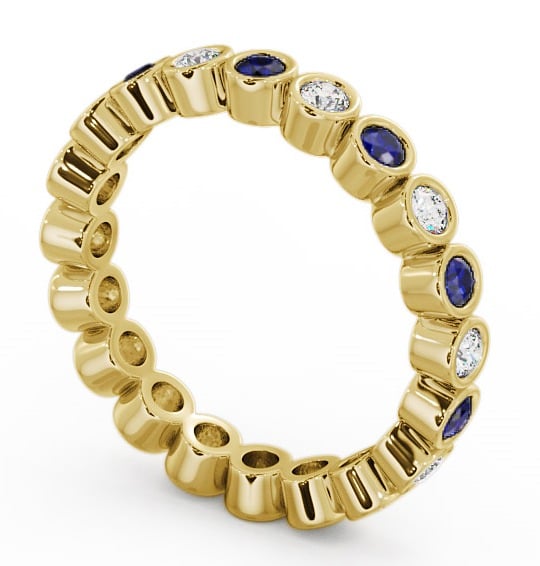 Full Eternity Blue Sapphire and Diamond 0.70ct Ring 9K Yellow Gold - Perivale FE6GEM_YG_BS_THUMB1