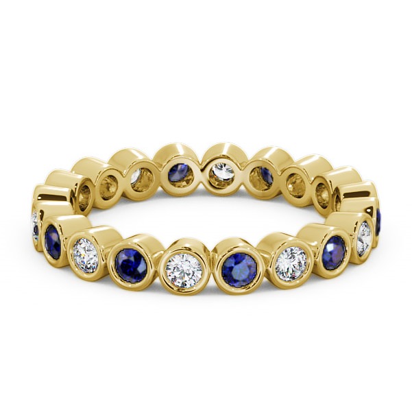 Full Eternity Blue Sapphire and Diamond 0.70ct Ring 9K Yellow Gold FE6GEM_YG_BS_THUMB2 