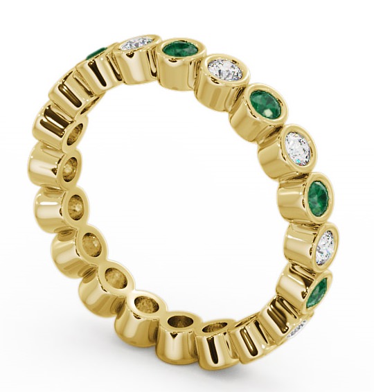 Full Eternity Emerald and Diamond 0.60ct Ring 9K Yellow Gold FE6GEM_YG_EM_THUMB1