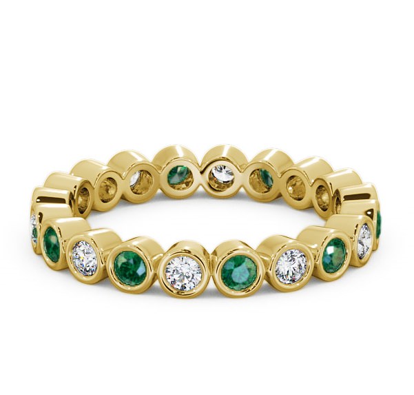  Full Eternity Emerald and Diamond 0.60ct Ring 9K Yellow Gold - Perivale FE6GEM_YG_EM_THUMB2 