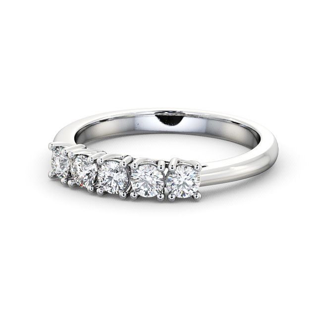 Five Stone Round Diamond Ring 9K White Gold - Dewsbury FV10_WG_FLAT