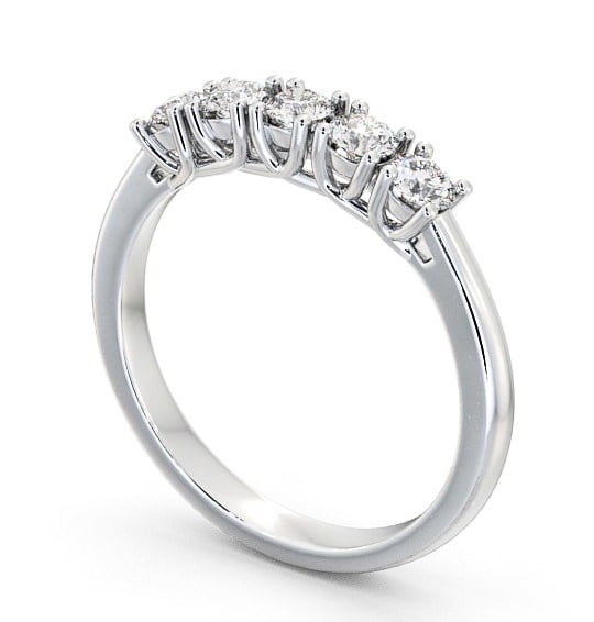 Five Stone Round Diamond Sweeping Prongs Ring 18K White Gold FV10_WG_THUMB1