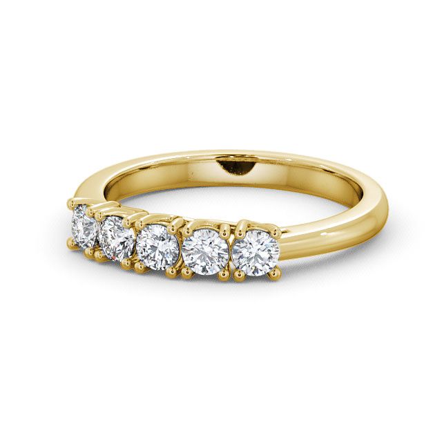 Five Stone Round Diamond Ring 9K Yellow Gold - Dewsbury FV10_YG_FLAT