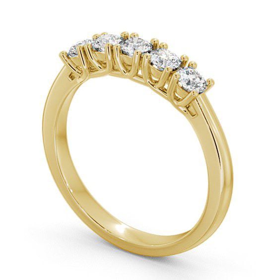 Five Stone Round Diamond Sweeping Prongs Ring 18K Yellow Gold FV10_YG_THUMB1