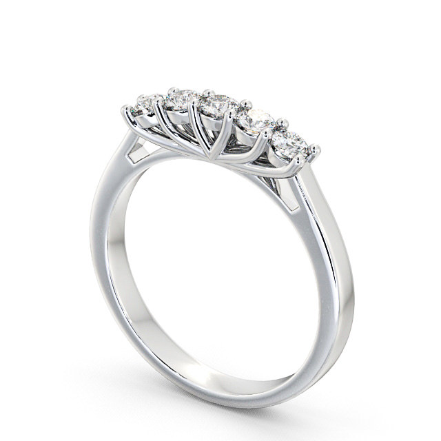 Five Stone Round Diamond Ring 18K White Gold - Oxford