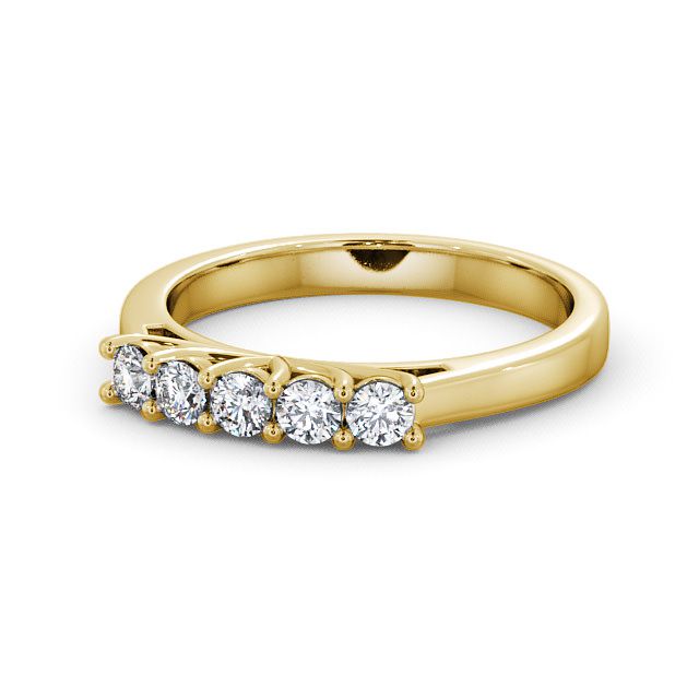 Five Stone Round Diamond Ring 18K Yellow Gold - Oxford FV11_YG_FLAT