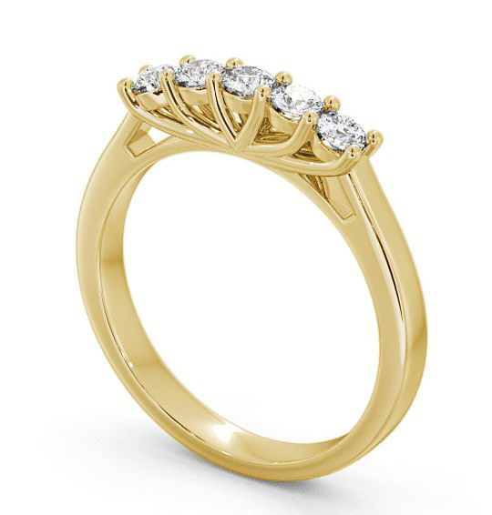 Five Stone Round Diamond Prong Set Ring 18K Yellow Gold FV11_YG_THUMB1