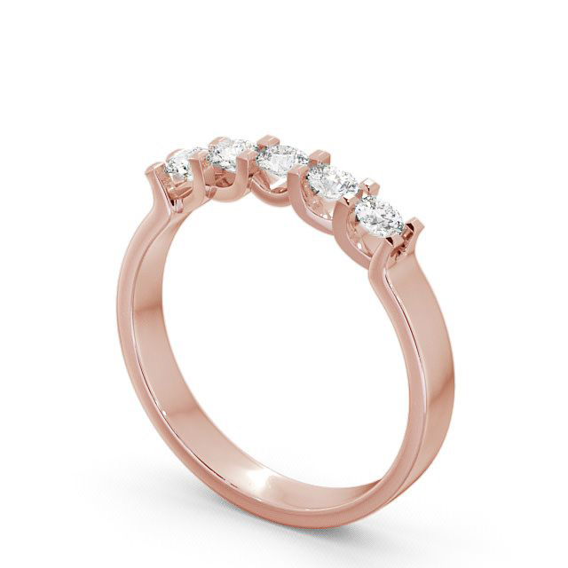 Five Stone Round Diamond Ring 18K Rose Gold - Worley FV12_RG_SIDE