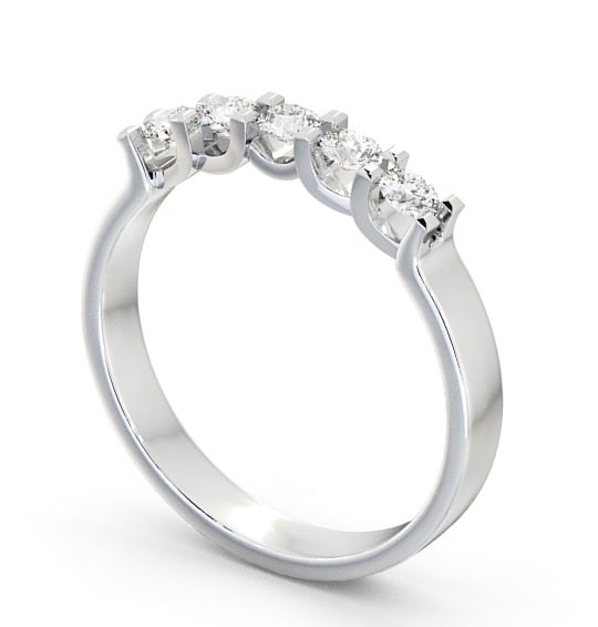 Five Stone Round Diamond Sweeping Prongs Ring 18K White Gold FV12_WG_THUMB1