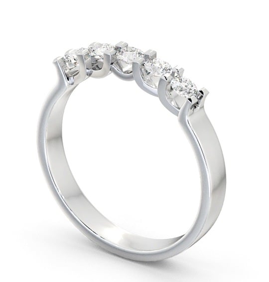 Five Stone Round Diamond Sweeping Prongs Ring Platinum FV12_WG_THUMB1