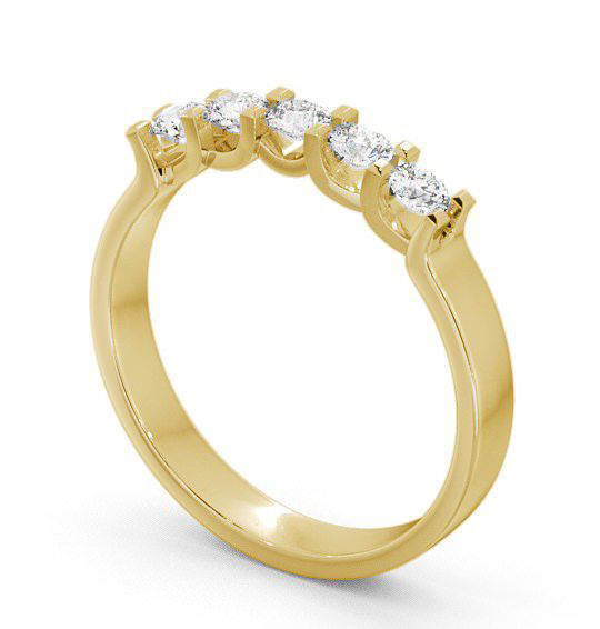 Five Stone Round Diamond Sweeping Prongs Ring 18K Yellow Gold FV12_YG_THUMB1 