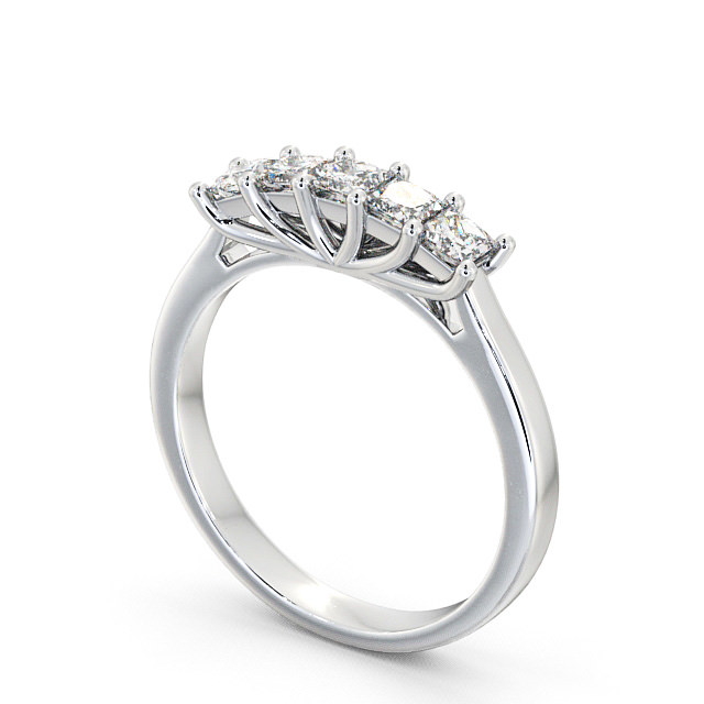 Five Stone Princess Diamond Ring 18K White Gold - Tremore FV13_WG_SIDE