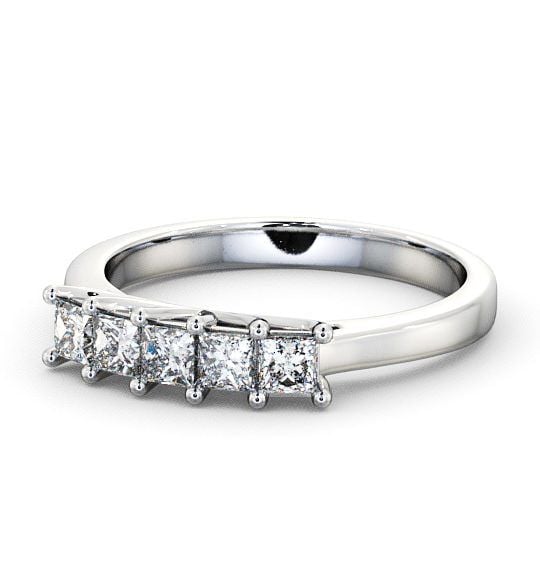  Five Stone Princess Diamond Ring 9K White Gold - Tremore FV13_WG_THUMB2 
