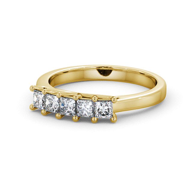 Five Stone Princess Diamond Ring 18K Yellow Gold - Tremore FV13_YG_FLAT