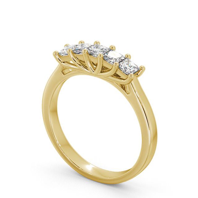 Five Stone Princess Diamond Ring 18K Yellow Gold - Tremore FV13_YG_SIDE
