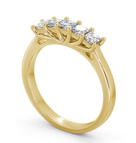 Five Stone Princess Diamond Elegant Style Ring 18K Yellow Gold FV13_YG_THUMB1