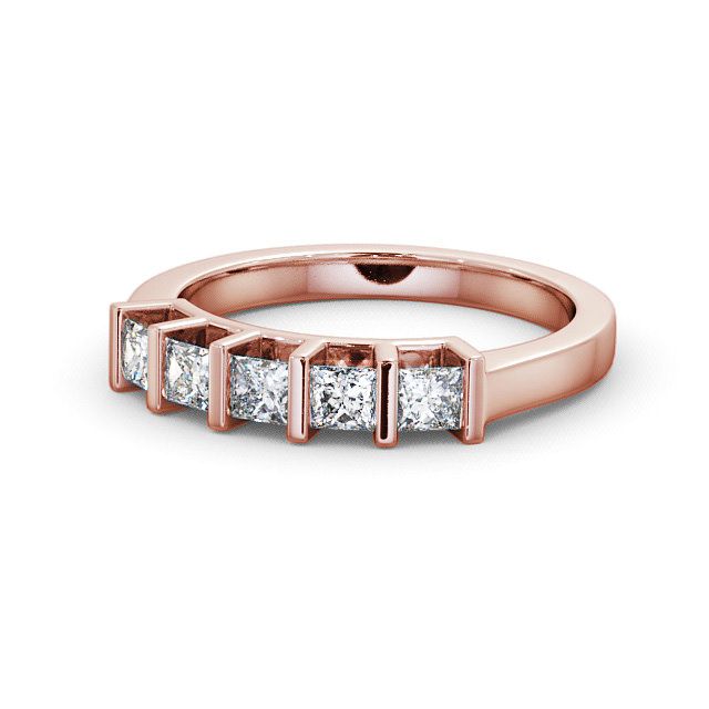 Five Stone Princess Diamond Ring 18K Rose Gold - Bethel FV14_RG_FLAT