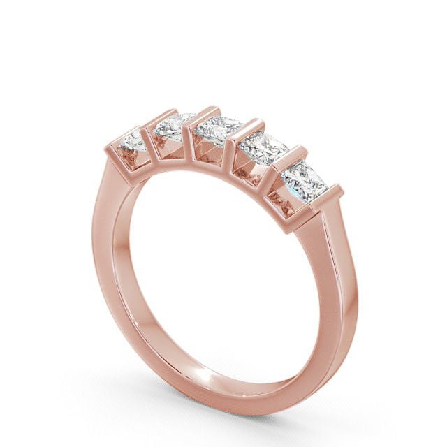 Five Stone Princess Diamond Ring 18K Rose Gold - Bethel FV14_RG_SIDE