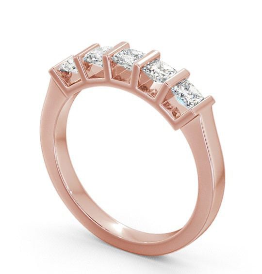 Five Stone Princess Diamond Tension Set Ring 18K Rose Gold FV14_RG_THUMB1