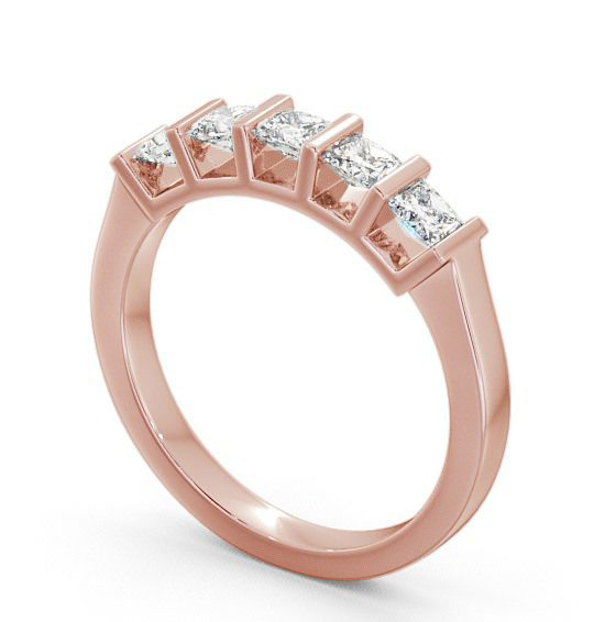 Five Stone Princess Diamond Tension Set Ring 18K Rose Gold FV14_RG_THUMB1 