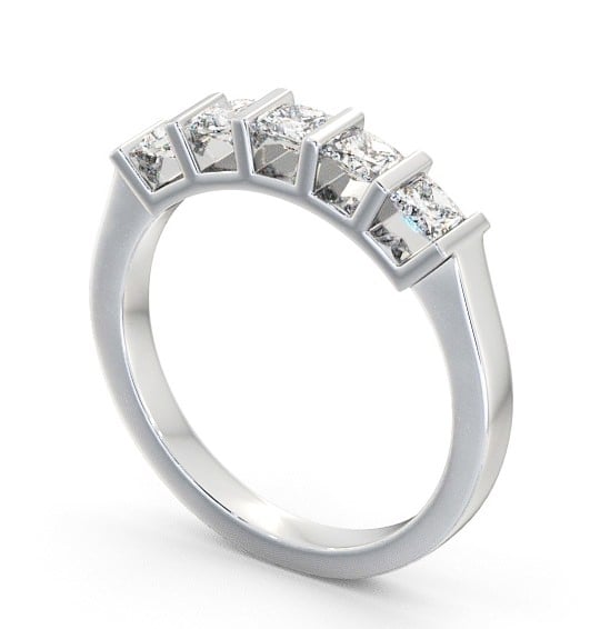 Five Stone Princess Diamond Tension Set Ring 18K White Gold FV14_WG_THUMB1
