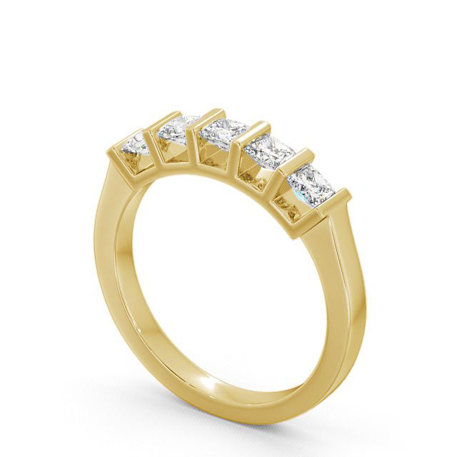 Five Stone Princess Diamond Ring 9K Yellow Gold - Bethel FV14_YG_SIDE