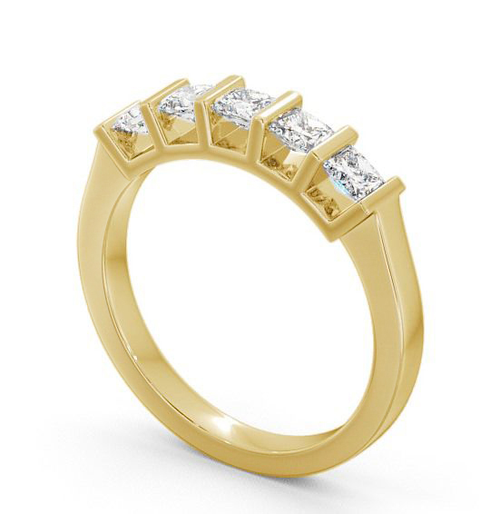 Five Stone Princess Diamond Tension Set Ring 9K Yellow Gold FV14_YG_THUMB1