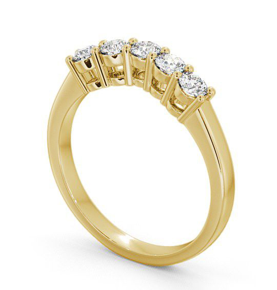 Five Stone Round Diamond Curved Setting Ring 18K Yellow Gold FV16_YG_THUMB1