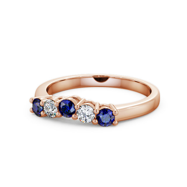Five Stone Blue Sapphire and Diamond 0.59ct Ring 18K Rose Gold - Callaly FV16GEM_RG_BS_FLAT