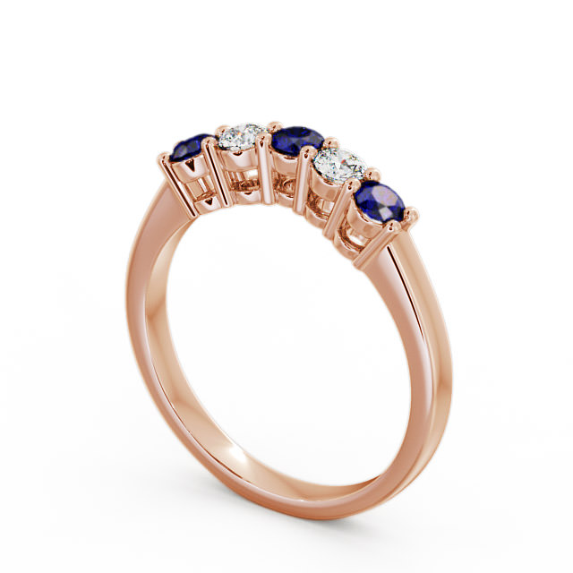 Five Stone Blue Sapphire and Diamond 0.59ct Ring 9K Rose Gold - Callaly FV16GEM_RG_BS_SIDE