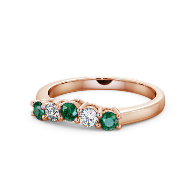 Five Stone Emerald and Diamond 0.50ct Ring 9K Rose Gold - Callaly FV16GEM_RG_EM_FLAT