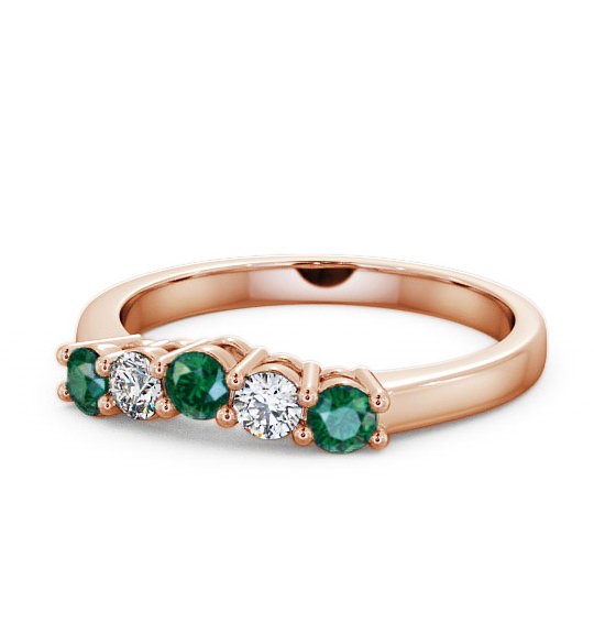 Five Stone Emerald and Diamond 0.50ct Ring 18K Rose Gold FV16GEM_RG_EM_THUMB2 