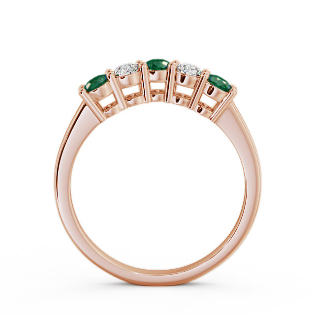 Five Stone Emerald and Diamond 0.50ct Ring 18K Rose Gold - Callaly FV16GEM_RG_EM_UP