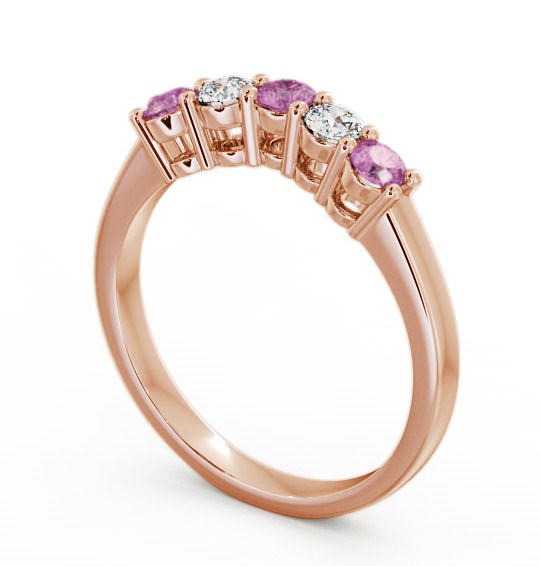  Five Stone Pink Sapphire and Diamond 0.59ct Ring 9K Rose Gold - Callaly FV16GEM_RG_PS_THUMB1 