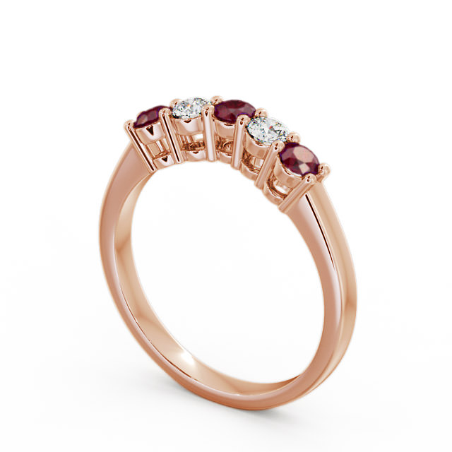 Five Stone Ruby and Diamond 0.59ct Ring 18K Rose Gold - Callaly FV16GEM_RG_RU_SIDE