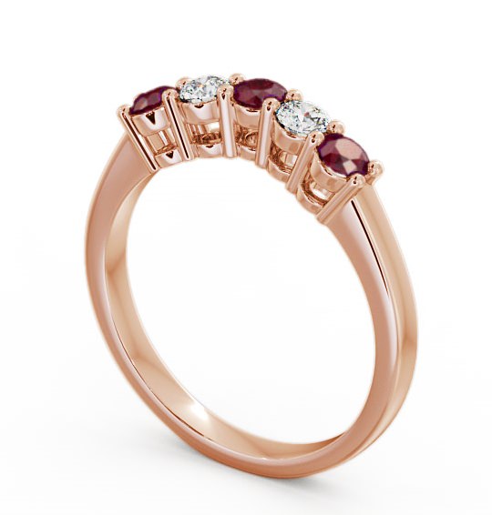  Five Stone Ruby and Diamond 0.59ct Ring 18K Rose Gold - Callaly FV16GEM_RG_RU_THUMB1 