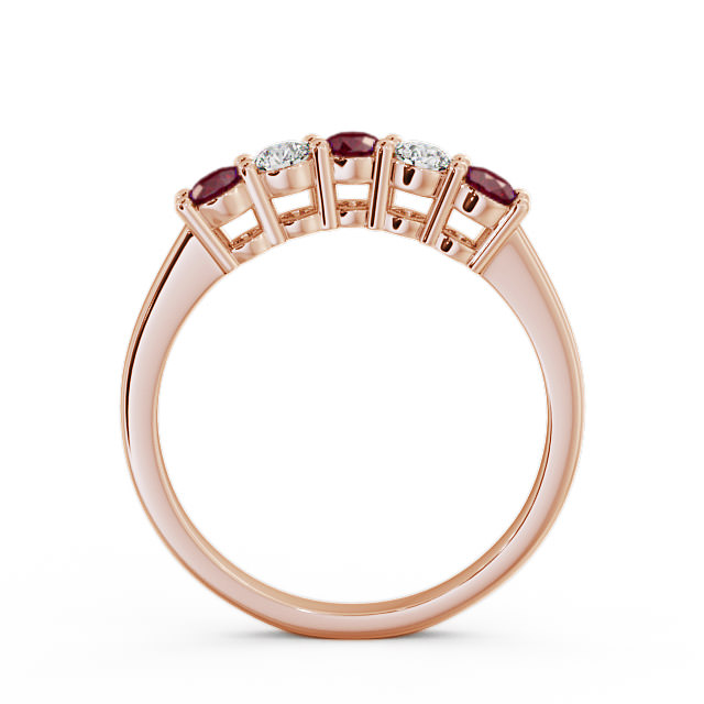 Five Stone Ruby and Diamond 0.59ct Ring 18K Rose Gold - Callaly FV16GEM_RG_RU_UP